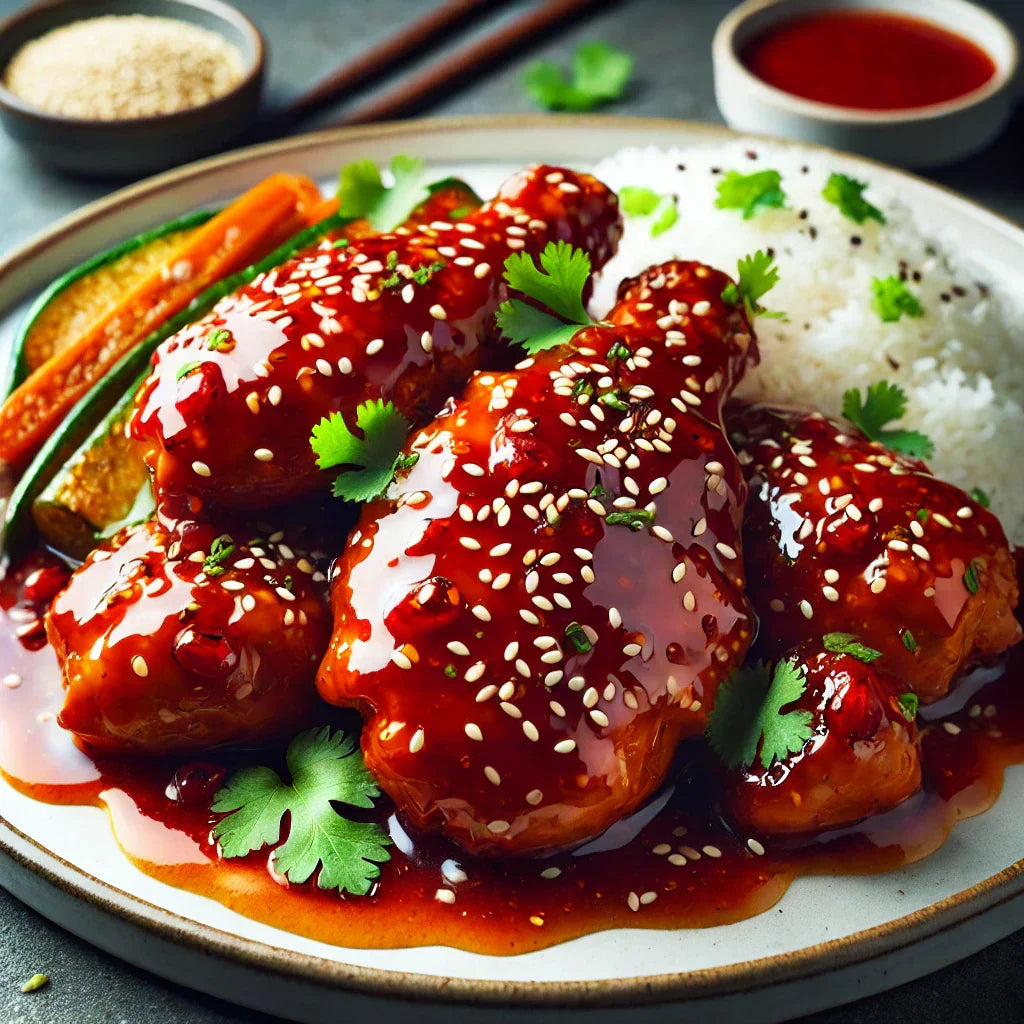 Sweet And Spicy Fruity Hot Sauce Glazed Chicken